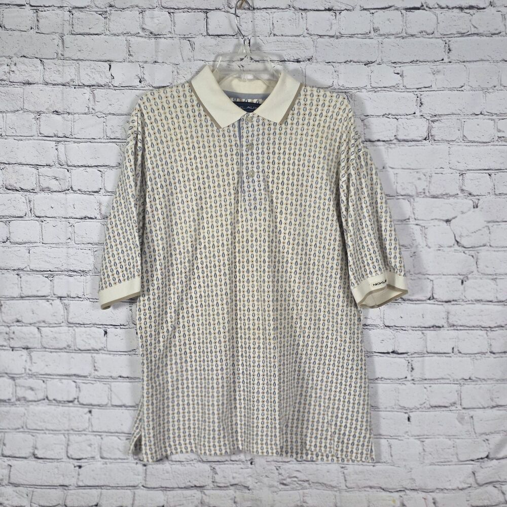 Jack Nicklaus Men's XL Large Beige Striped Golf Polo Shirt
